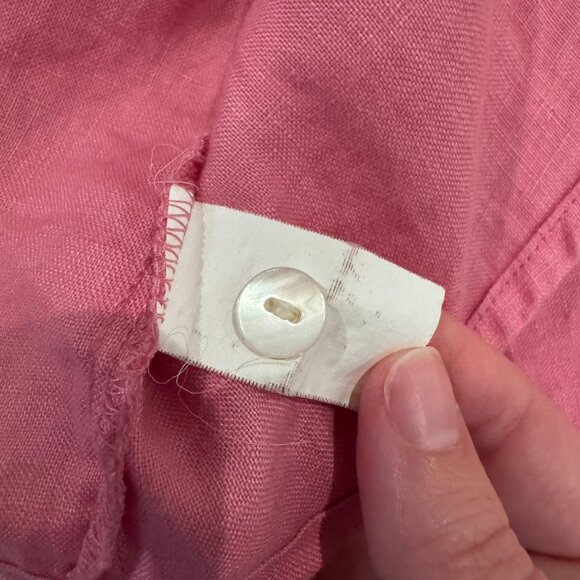 L.L. Bean 100% Linen Button Front Shirt Women’s Large Pink Short Sleeve - Picture 5 of 6